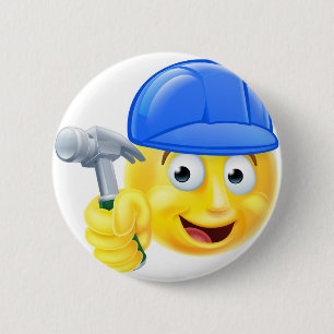 Handy Man Carpenter Builder Emoji Emoticon 6 Cm Round Badge