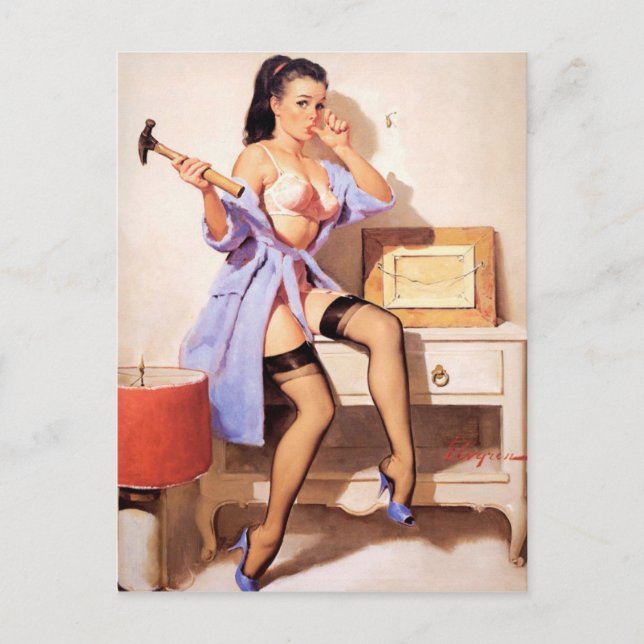 Handy Man Pin-Up Postcard (Front)