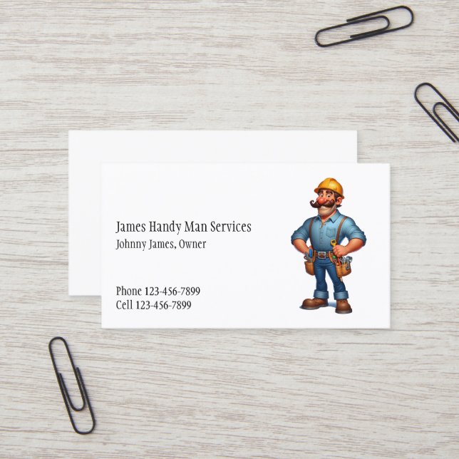 Handy Man Tool Box Contractor Business Card (Front/Back In Situ)