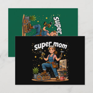 Handy Super Mum DIY Specialist Cartoon Thank You Card