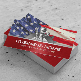 Handyman Auto Repair Service Patriotic Red Metal Business Card