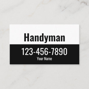 Handyman Black and White Text Template Business Card