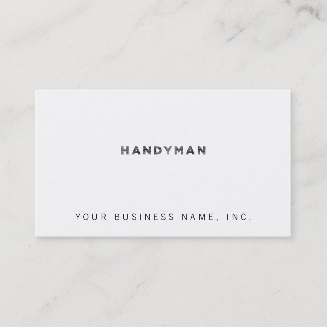 Handyman [Black Faux Letterpress Style] Business Card (Front)