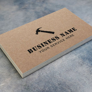 Handyman Black Hammer Logo Carpenter Rustic Kraft Business Card