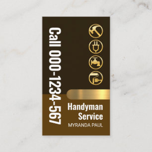Handyman Brown Layers Gold Tab Business Card