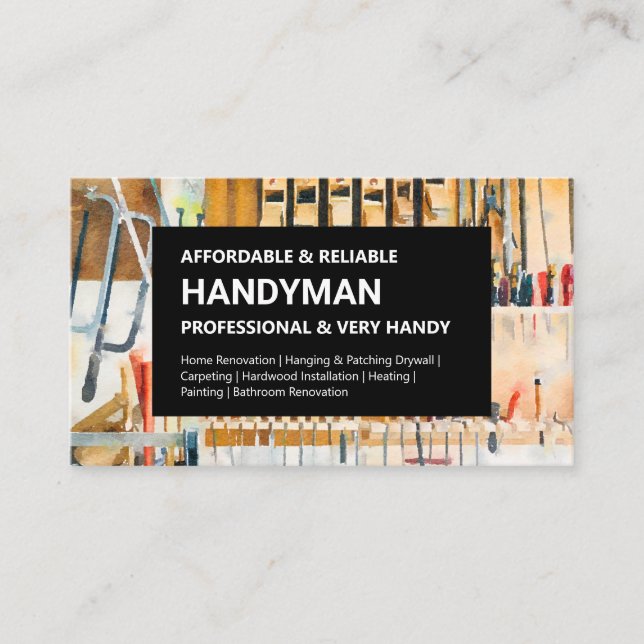 Handyman Business Card - Working Tools Wall (Front)
