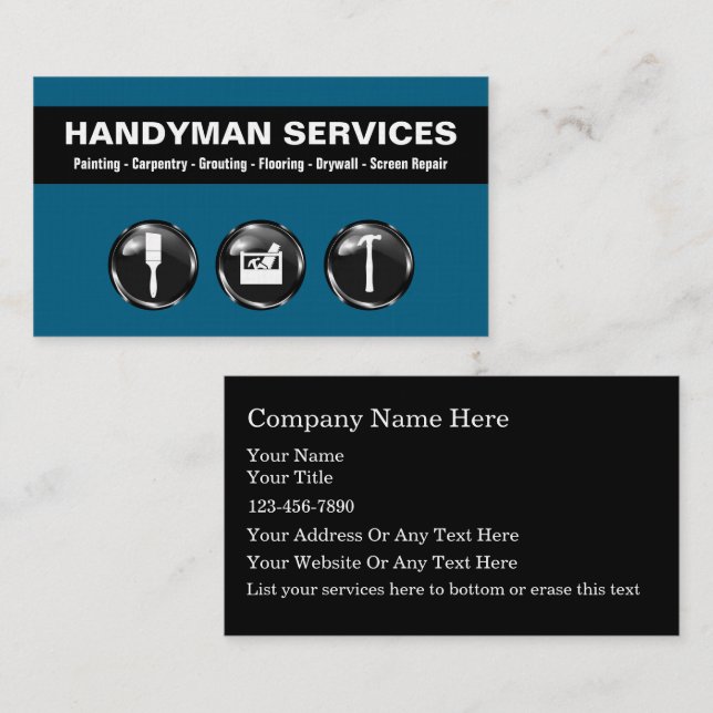Handyman Business Cards Cool Design (Front/Back)