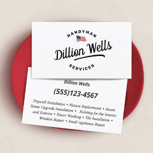  Handyman Carpenter  American Flag  Business Card