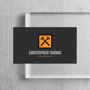 Handyman, Carpenter, Builder Orange Logo on Grey Business Card