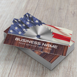 Handyman Carpenter Circular Saw Blade Patriotic Business Card