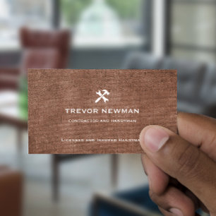 Handyman Carpenter Construction Grunge Brown Business Card