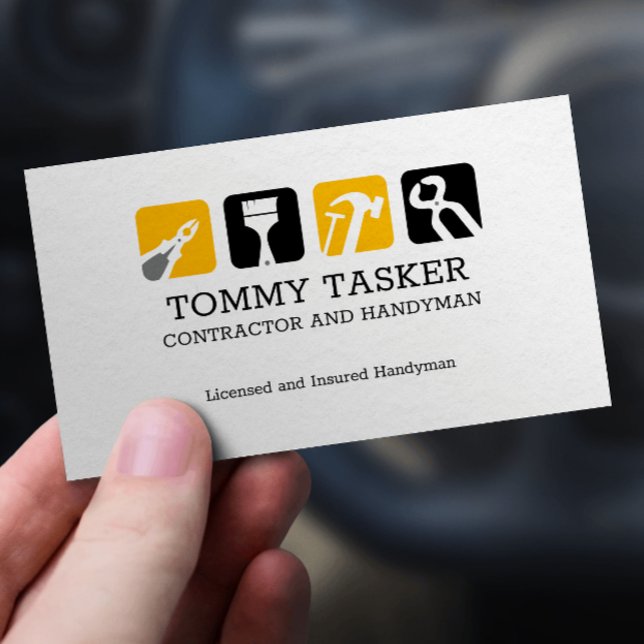 Handyman Carpenter Home repair Tools Logo Business Card (Creator Uploaded)