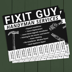 Handyman Carpentry Tear Off Phone Number Flyer