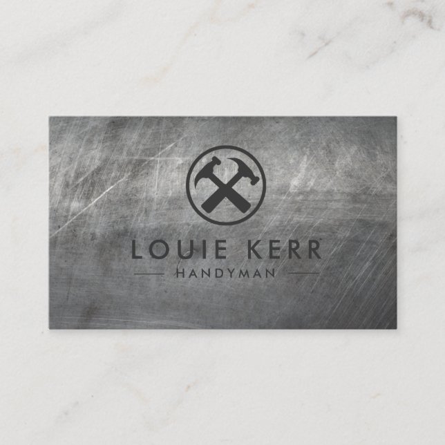 Handyman Construction Carpenter Tools Faux Metal Business Card (Front)