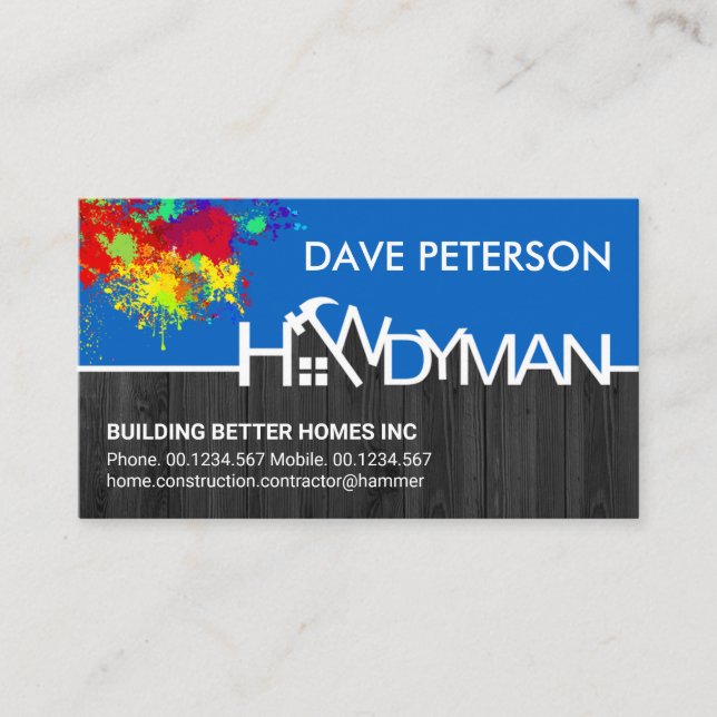 handyman, construction, contractor, home construct business card (Front)