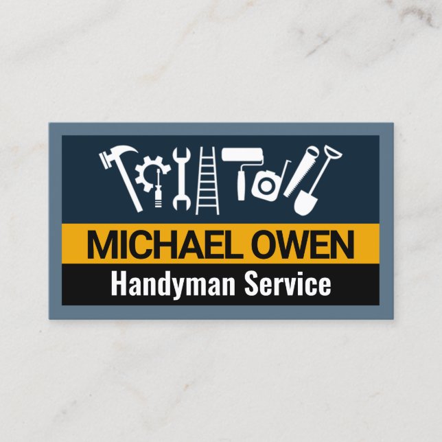 Handyman Construction Tools Frame  Business Card (Front)