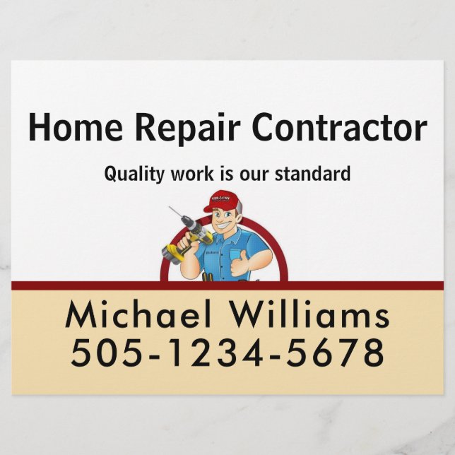 Handyman Contractor Home Repair Advertise Custom Letterhead (Front)