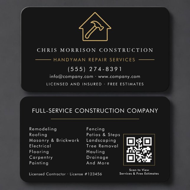 Handyman Contractor QR Code Business Card (Creator Uploaded)