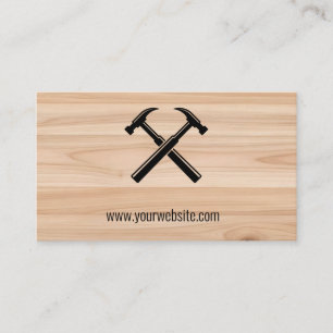 Handyman Contractor Rustic Wood Hammer Logo Appointment Card