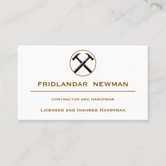 Handyman Contractor Rustic Wood Hammer Logo Business Card