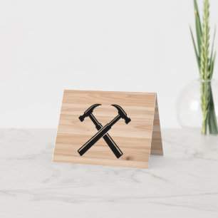 Handyman Contractor Rustic Wood Hammer Logo Thank You Card