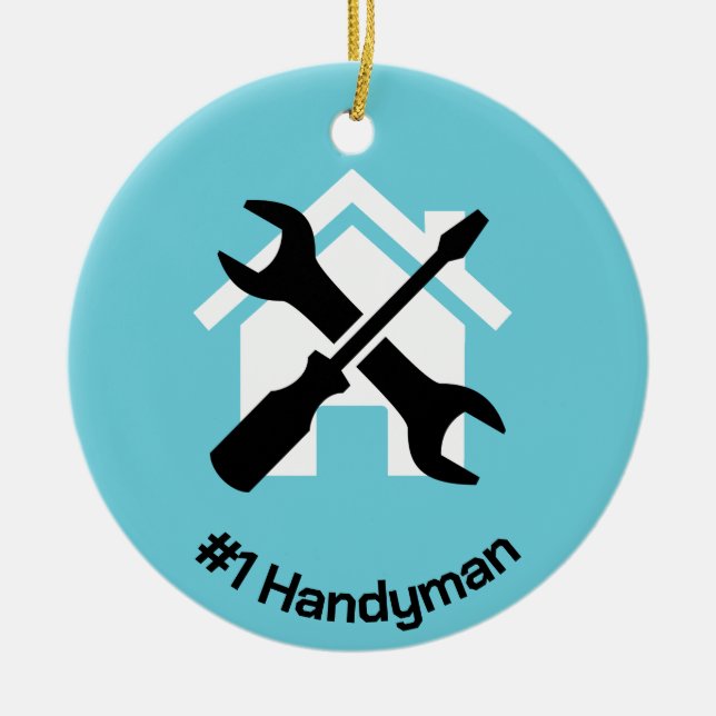 Handyman Design Ceramic Ornament (Front)