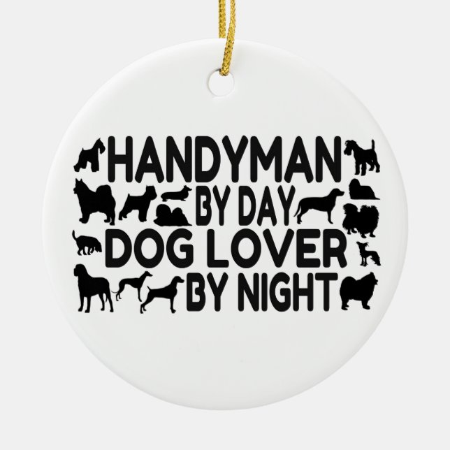 Handyman Dog Lover Ceramic Tree Decoration (Front)