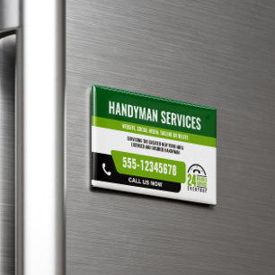 HANDYMAN FIX IT GUY URGENT REPAIR  BLACK GREEN MAGNETIC BUSINESS CARD
