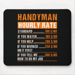 Handyman Funny Hourly Rate Meme - Daddy Grandpa  Mouse Pad