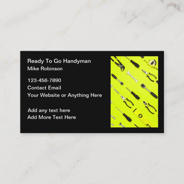 Handyman Hand Tools Theme Business Cards (Front)