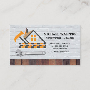 Handyman Hardware Tools   Wood Brick Wall Business Card