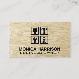 Handyman Hardware Tools   Wood Grain Business Card