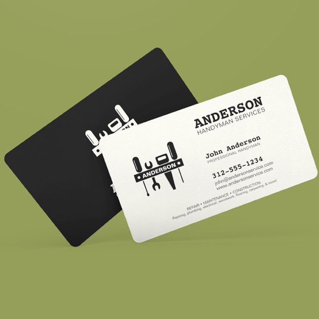 Handyman Home Repair Business Custom Black Noir Business Card (Creator Uploaded)