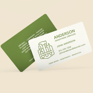 Handyman Home Repair Business Olive Green Custom Card