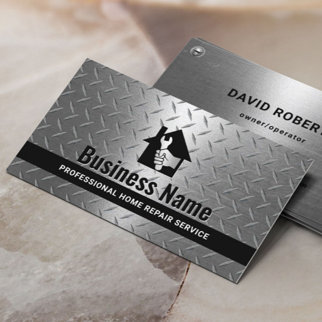Handyman House Repair Maintenance Modern Metal Business Card (Creator Uploaded)