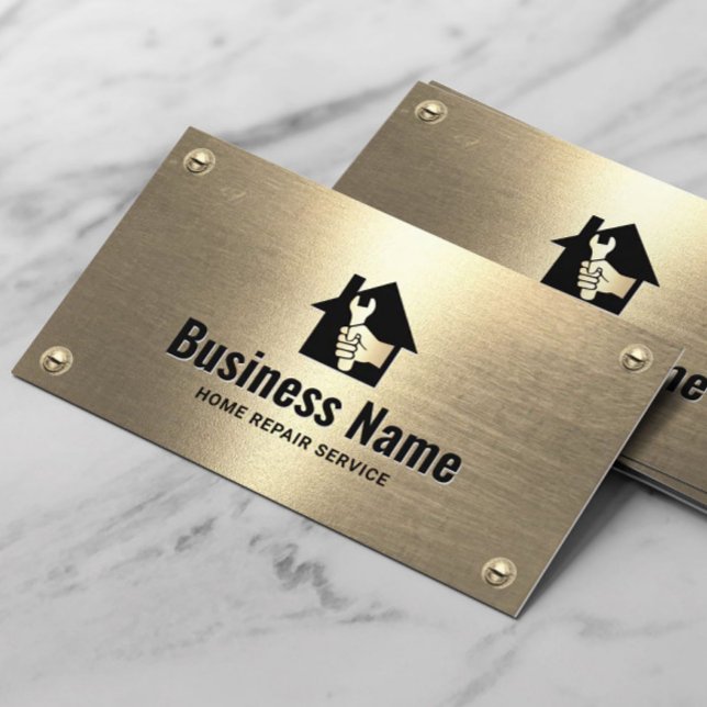 Handyman House Repair Maintenance Service Gold Business Card (Creator Uploaded)