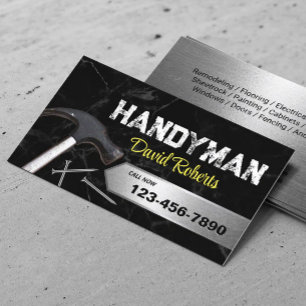 Handyman House Repair & Maintenance Service Marble Business Card