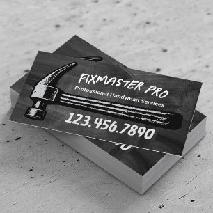 Handyman House Repair Service Retro Hammer Chalk Business Card