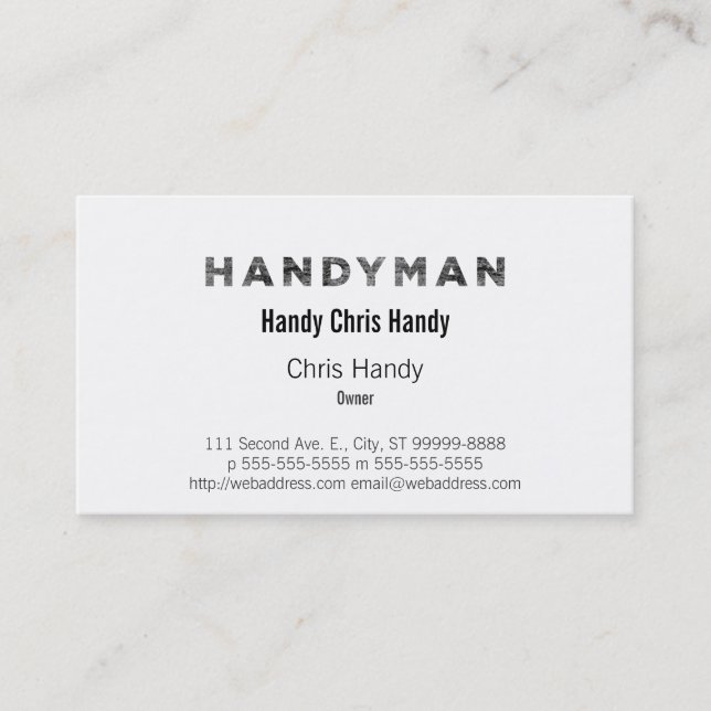 Handyman [Letterpress Style] Business Card (Front)