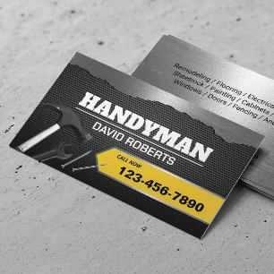 Handyman Maintenance Plumbing Service Faux Metal Business Card