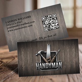 Handyman Maintenance Repair Service Wood QR Code Business Card