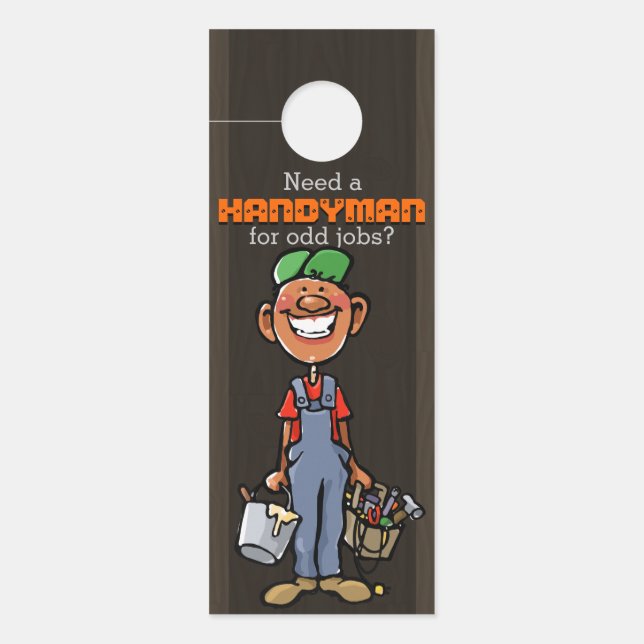 Handyman Maintenance Services Afro American Dark Door Hanger (Front)