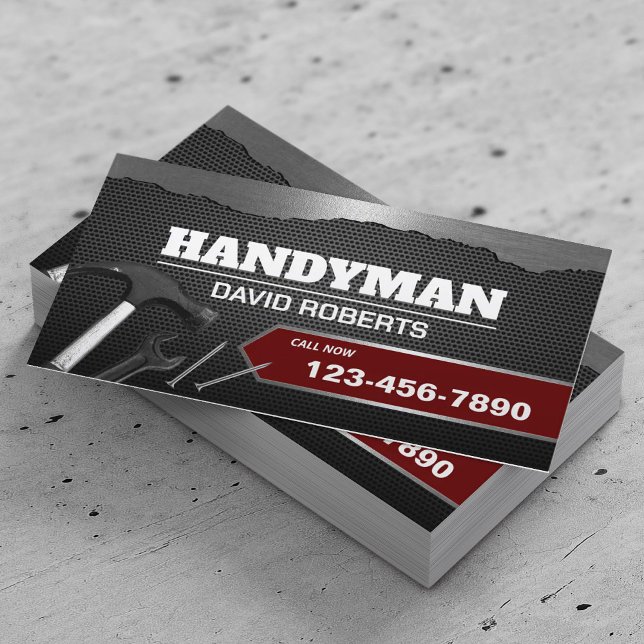 Handyman Metallic Repair & Maintenance Service Business Card (Creator Uploaded)