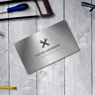 Handyman plumber Logo Metallic Business Card