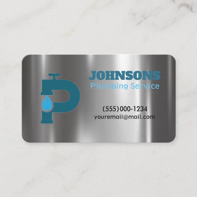 Handyman Plumber Metal Maintenance Service Business Card (Front)