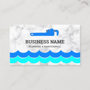Handyman Plumbing Pipe Wrench White Marble Plumber Business Card