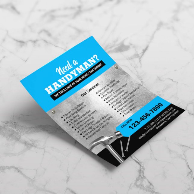 Handyman Plumbing & Repair Service Blue Flyer (Creator Uploaded)