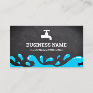 Handyman Plumbing Water Tap Chalkboard Plumber Business Card