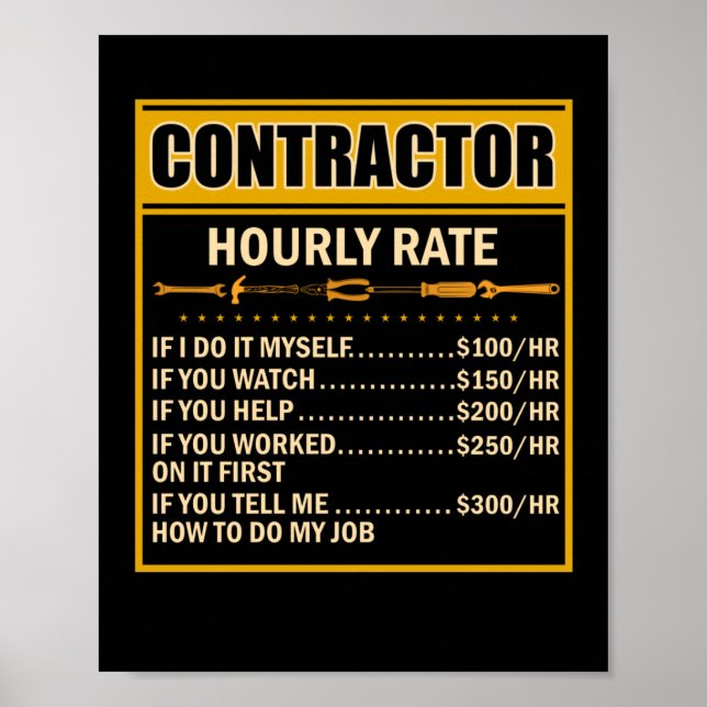 Handyman Price Chart Contractor Hourly Rate Labour (Front)