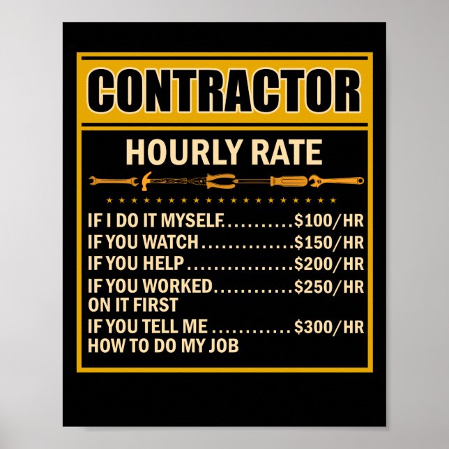 Handyman Price Chart Contractor Hourly Rate Labour (Front)